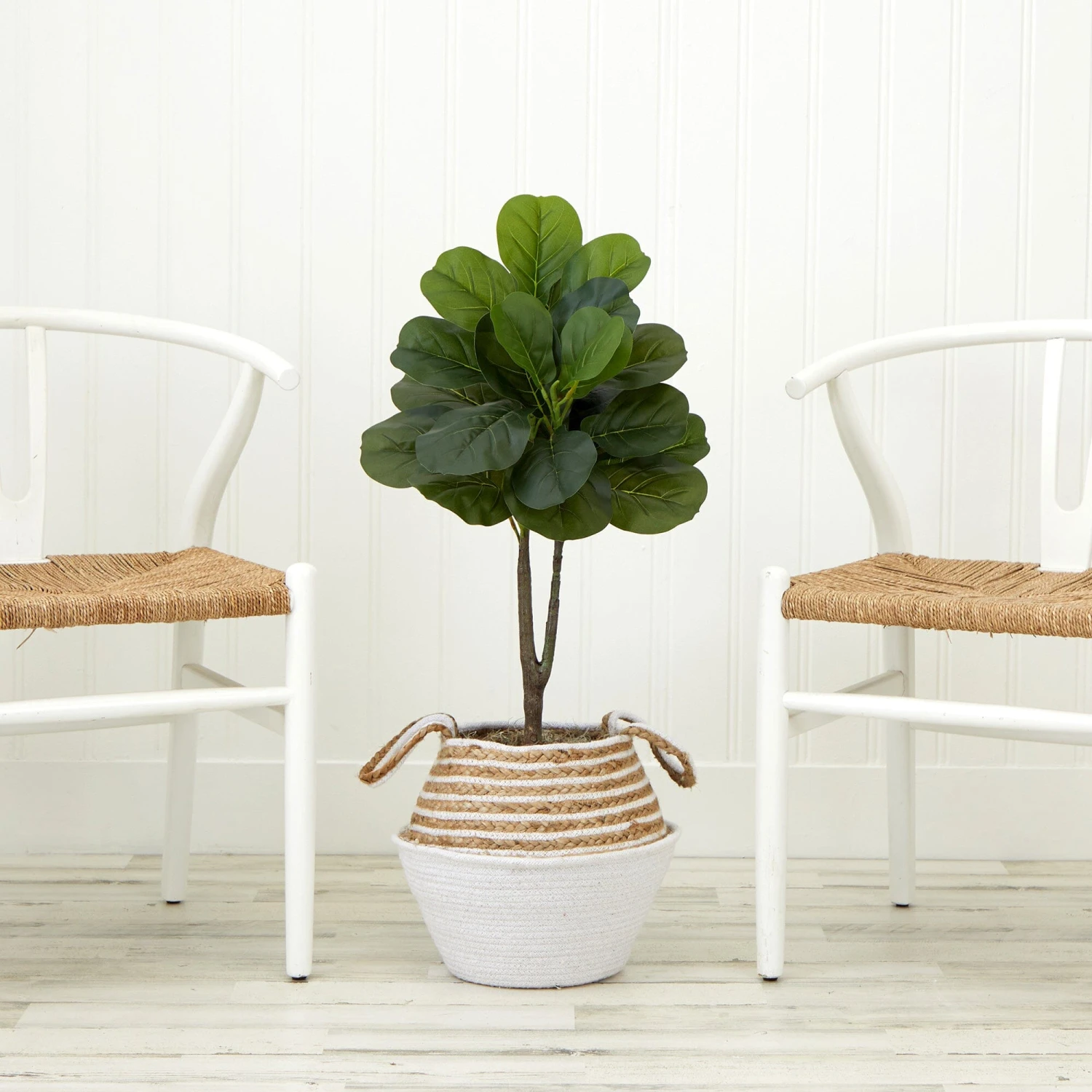3' Artificial Fiddle Leaf Fig Tree With Handmade Cotton & Jute Woven Basket DIY Kit 12 3' Artificial Fiddle Leaf Fig Tree With Handmade Cotton & Jute Woven Basket DIY Kit - Image 12