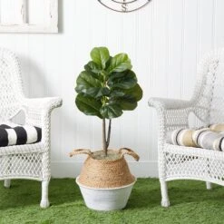 3' Artificial Fiddle Leaf Fig Tree With Handmade Cotton & Jute Woven Basket DIY Kit 34 3' Artificial Fiddle Leaf Fig Tree With Handmade Cotton & Jute Woven Basket DIY Kit -Artificial Trees Store artificial 3 artificial fiddle leaf fig tree with handmade cotton jute woven basket diy kit nearly natural 978899