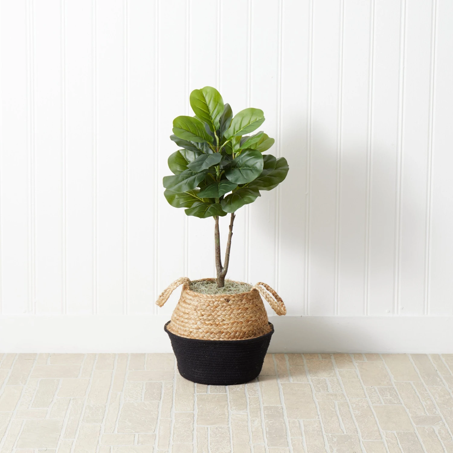 3' Artificial Fiddle Leaf Fig Tree With Handmade Cotton & Jute Woven Basket DIY Kit 1 3' Artificial Fiddle Leaf Fig Tree With Handmade Cotton & Jute Woven Basket DIY Kit