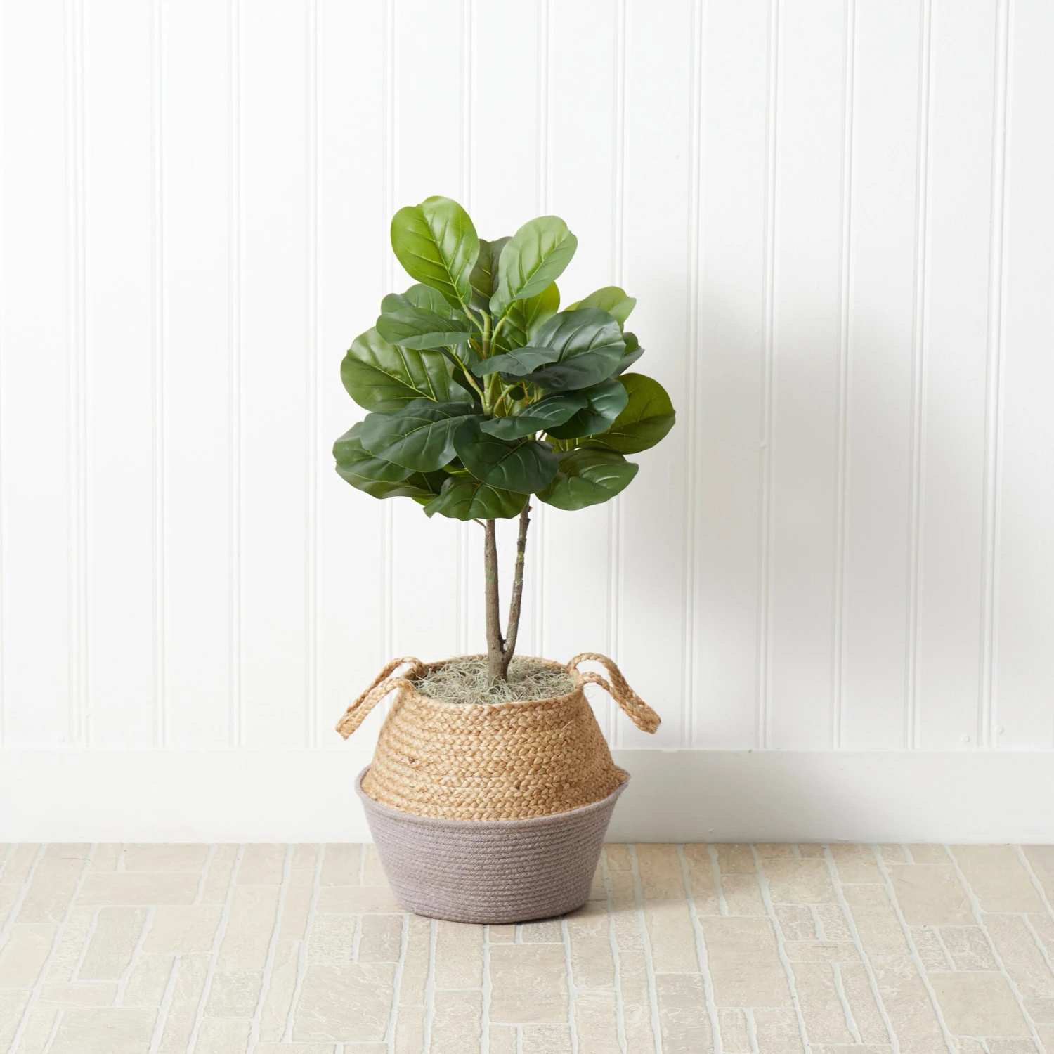 3' Artificial Fiddle Leaf Fig Tree With Handmade Cotton & Jute Woven Basket DIY Kit 3 3' Artificial Fiddle Leaf Fig Tree With Handmade Cotton & Jute Woven Basket DIY Kit - Image 3