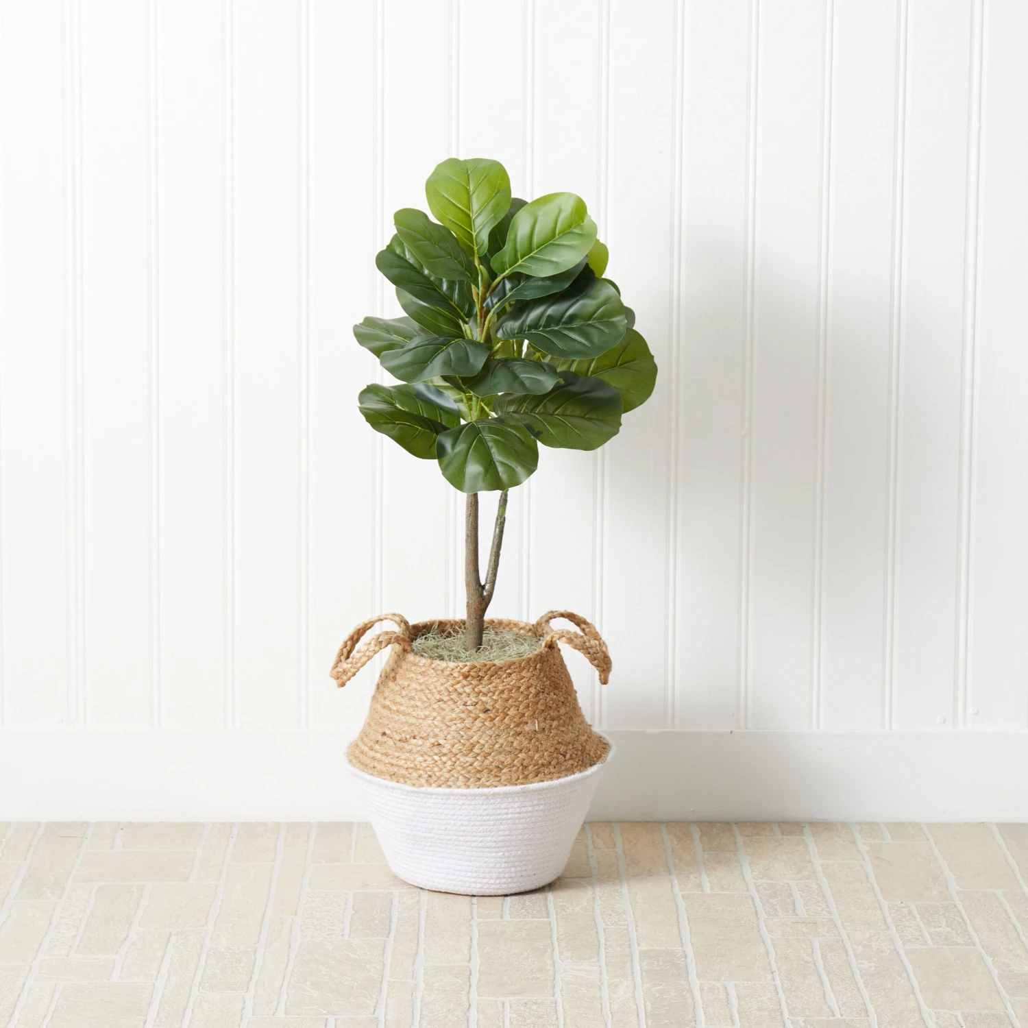 3' Artificial Fiddle Leaf Fig Tree With Handmade Cotton & Jute Woven Basket DIY Kit 2 3' Artificial Fiddle Leaf Fig Tree With Handmade Cotton & Jute Woven Basket DIY Kit - Image 2
