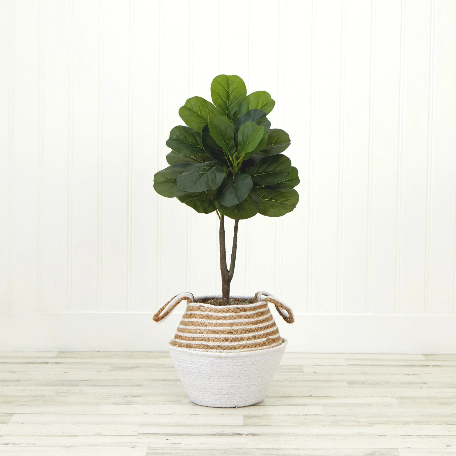 3' Artificial Fiddle Leaf Fig Tree With Handmade Cotton & Jute Woven Basket DIY Kit 4 3' Artificial Fiddle Leaf Fig Tree With Handmade Cotton & Jute Woven Basket DIY Kit - Image 4