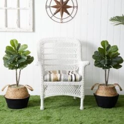 3’ Artificial Fiddle Leaf Fig Tree With Handmade Cotton & Jute Woven Planter DIY Kit - Set Of 2 -Artificial Trees Store artificial 3 artificial fiddle leaf fig tree with handmade cotton jute woven planter diy kit set of 2 nearly natural 289077