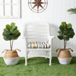 3’ Artificial Fiddle Leaf Fig Tree With Handmade Cotton & Jute Woven Planter DIY Kit - Set Of 2 -Artificial Trees Store artificial 3 artificial fiddle leaf fig tree with handmade cotton jute woven planter diy kit set of 2 nearly natural 382243