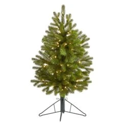 3' Cambridge Spruce Flat Back Artificial Christmas Tree With 50 Warm White (Multifunction) LED Lights And 113 Bendable Branches