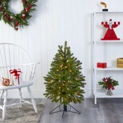 3' Cambridge Spruce Flat Back Artificial Christmas Tree With 50 Warm White (Multifunction) LED Lights And 113 Bendable Branches -Artificial Trees Store artificial 3 cambridge spruce flat back artificial christmas tree with 50 warm white multifunction led lights and 113 bendable branches nearly natural 224616