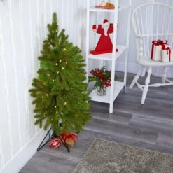 3' Cambridge Spruce Flat Back Artificial Christmas Tree With 50 Warm White (Multifunction) LED Lights And 113 Bendable Branches -Artificial Trees Store artificial 3 cambridge spruce flat back artificial christmas tree with 50 warm white multifunction led lights and 113 bendable branches nearly natural 646606