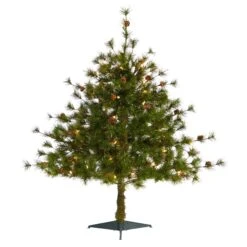 3’ Colorado Mountain Pine Artificial Christmas Tree With 50 Lights. 171 Branches And Pine Cones
