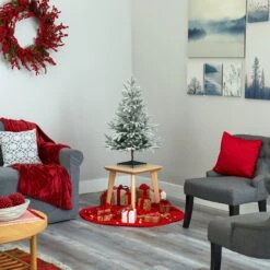 3’ Flocked Manchester Spruce Artificial Christmas Tree With 50 Lights And 133 Bendable Branches -Artificial Trees Store artificial 3 flocked manchester spruce artificial christmas tree with 50 lights and 133 bendable branches nearly natural 179448