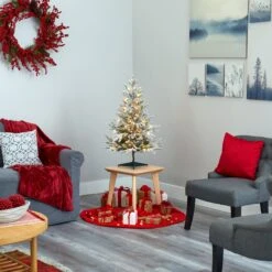 3’ Flocked Manchester Spruce Artificial Christmas Tree With 50 Lights And 133 Bendable Branches -Artificial Trees Store artificial 3 flocked manchester spruce artificial christmas tree with 50 lights and 133 bendable branches nearly natural 579836