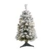 3' Flocked White River Mountain Pine Artificial Christmas Tree With Pinecones And 50 Clear LED Lights