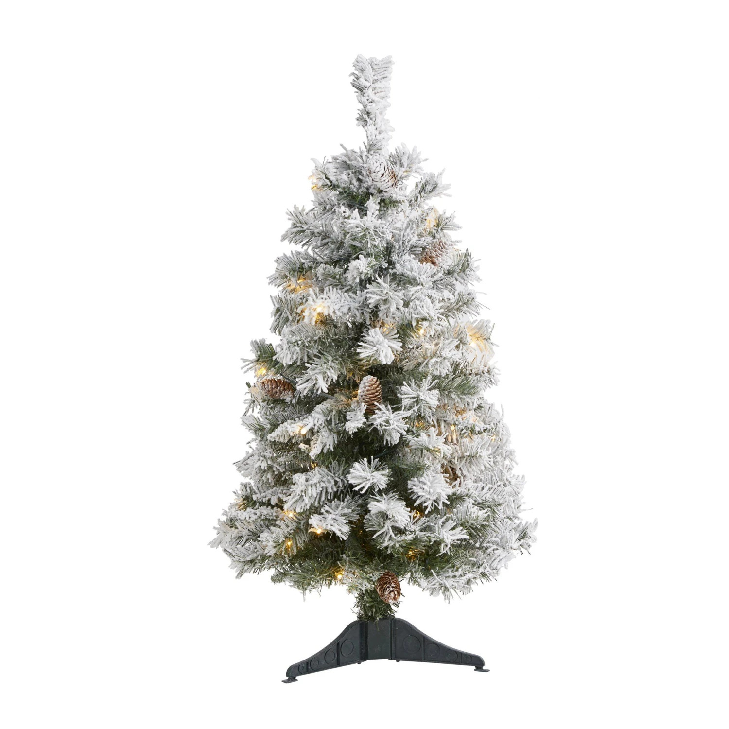 3' Flocked White River Mountain Pine Artificial Christmas Tree With Pinecones And 50 Clear LED Lights 1 3' Flocked White River Mountain Pine Artificial Christmas Tree With Pinecones And 50 Clear LED Lights