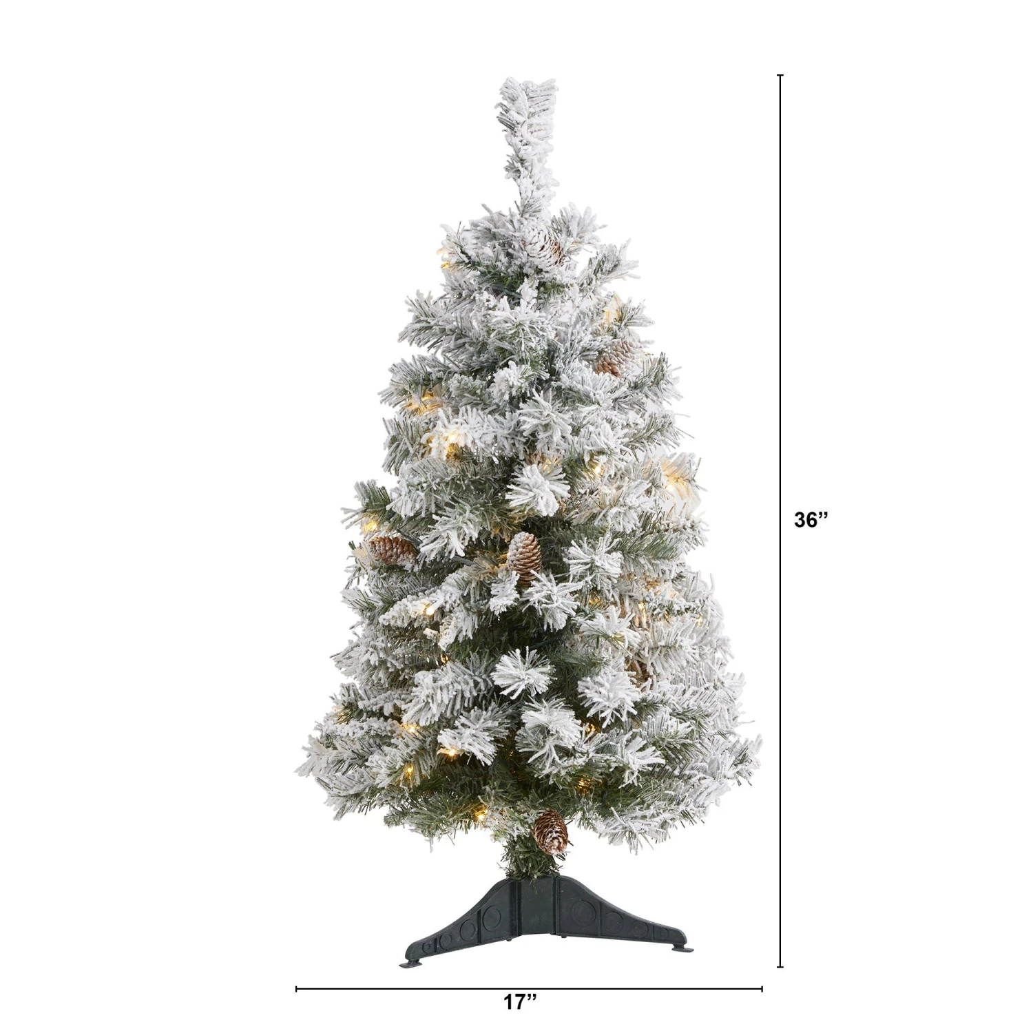 3' Flocked White River Mountain Pine Artificial Christmas Tree With Pinecones And 50 Clear LED Lights 2 3' Flocked White River Mountain Pine Artificial Christmas Tree With Pinecones And 50 Clear LED Lights - Image 2