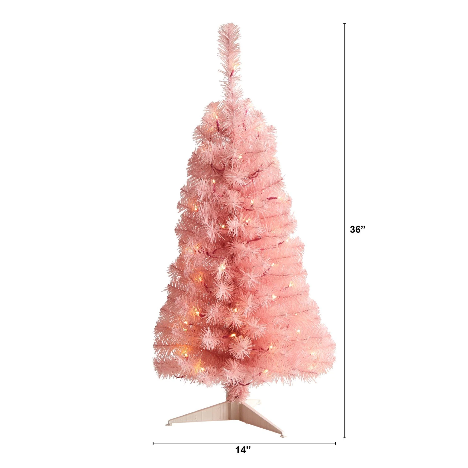 3’ Pink Artificial Christmas Tree With 50 LED Lights And 118 Bendable Branches 2 3’ Pink Artificial Christmas Tree With 50 LED Lights And 118 Bendable Branches - Image 2