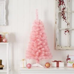 3’ Pink Artificial Christmas Tree With 50 LED Lights And 118 Bendable Branches 15 3’ Pink Artificial Christmas Tree With 50 LED Lights And 118 Bendable Branches -Artificial Trees Store artificial 3 pink artificial christmas tree with 50 led lights and 118 bendable branches nearly natural 626090