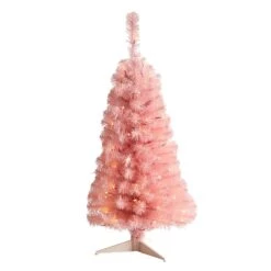 3’ Pink Artificial Christmas Tree With 50 LED Lights And 118 Bendable Branches
