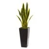 3’ Sansevieria Artificial Plant In Black Planter