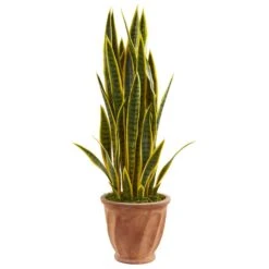 3’ Sansevieria Artificial Plant In Terra Cotta Planter