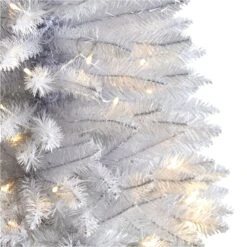 3’ Slim White Artificial Christmas Tree With 50 Warm White LED Lights And 161 Bendable Branches -Artificial Trees Store artificial 3 slim white artificial christmas tree with 50 warm white led lights and 161 bendable branches nearly natural 110258