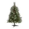 3’ Snowed French Alps Mountain Pine Artificial Christmas Tree With 135 Bendable Branches And Pine Cones