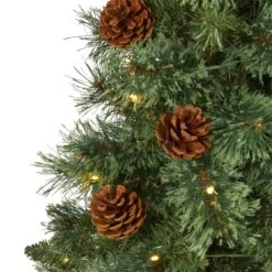 3’ White Mountain Pine Artificial Christmas Tree With 50 Clear LED Lights And Pine Cones -Artificial Trees Store artificial 3 white mountain pine artificial christmas tree with 50 clear led lights and pine cones nearly natural 337915