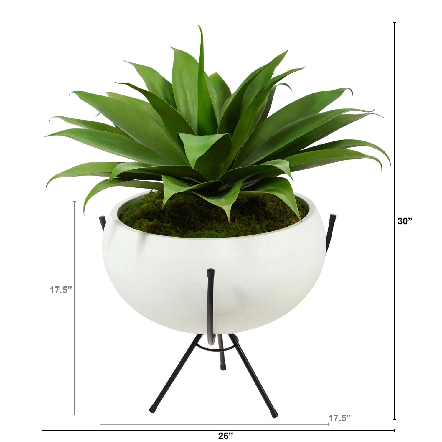 30” Agave Succulent Artificial Plant In White Planter With Metal Stand 2 30” Agave Succulent Artificial Plant In White Planter With Metal Stand - Image 2