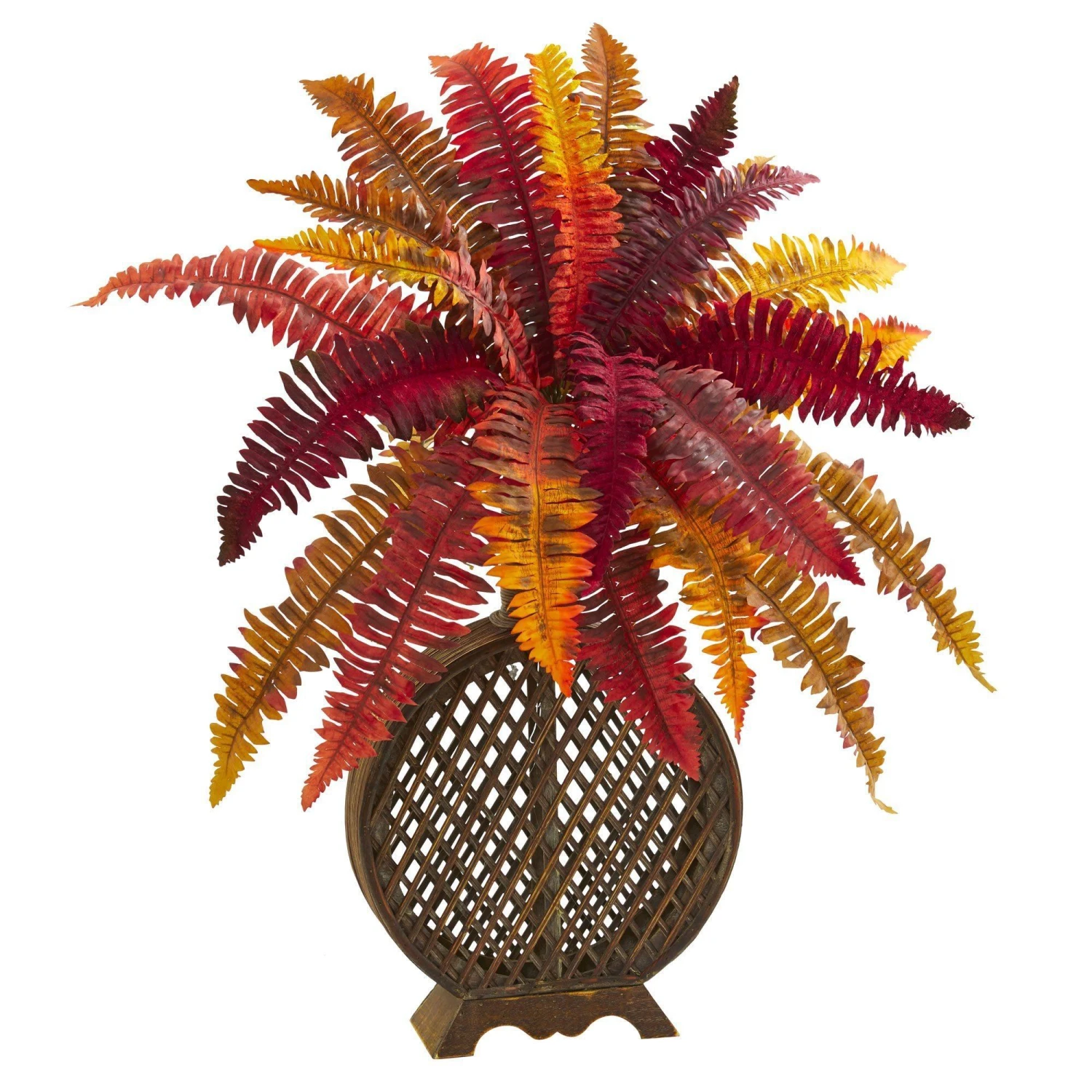 30” Autumn Boston Fern Artificial Plant In Weave Planter 1 30” Autumn Boston Fern Artificial Plant In Weave Planter