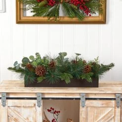 30” Evergreen Pine And Pine Cone Artificial Christmas Centerpiece Arrangement -Artificial Trees Store artificial 30 evergreen pine and pine cone artificial christmas centerpiece arrangement nearly natural 434007