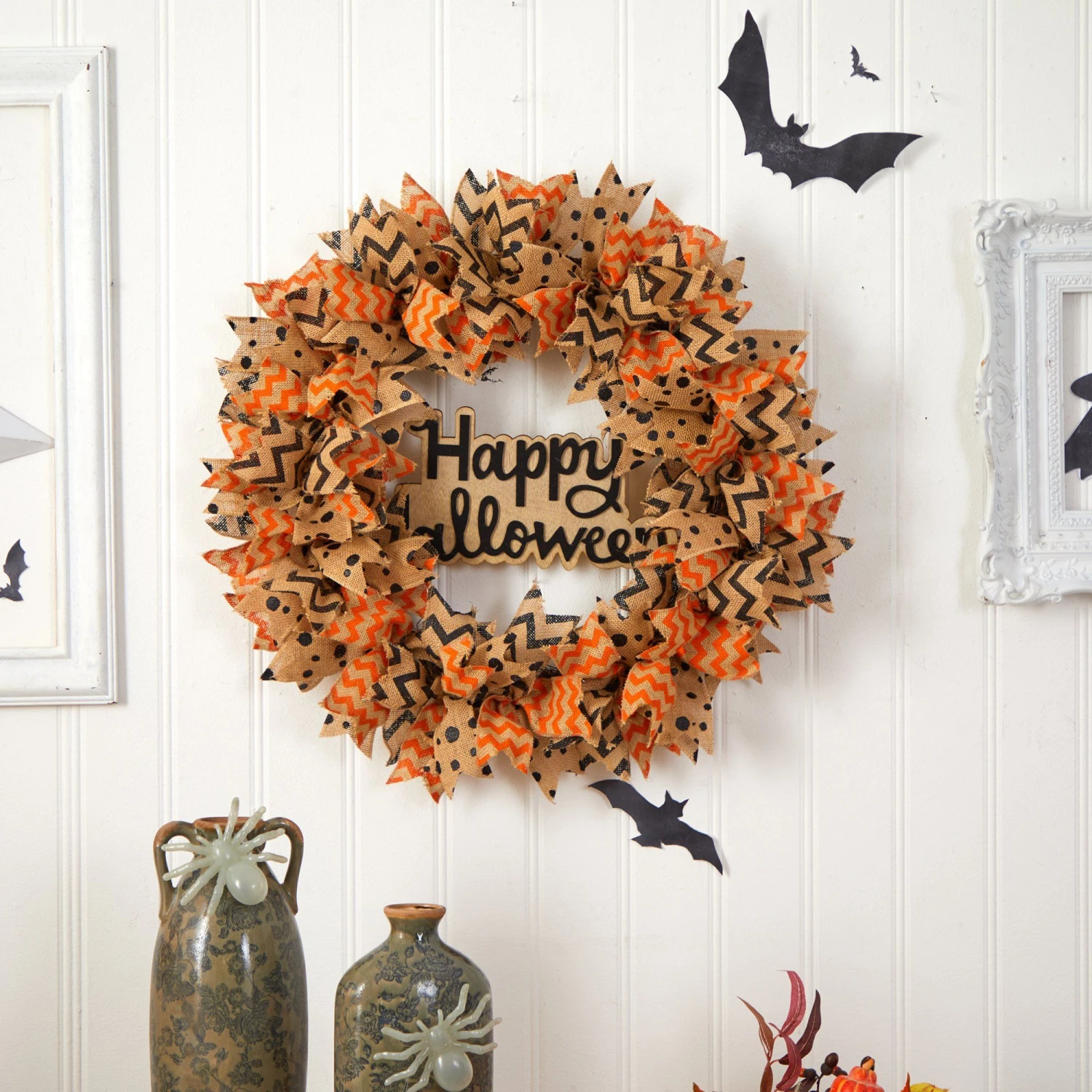 30” Halloween Burlap Ribbon Wreath 3 30” Halloween Burlap Ribbon Wreath - Image 3
