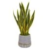 30” Sansevieria Artificial Plant In Stoneware Planter