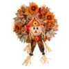 30” Scarecrow Fall Artificial Autumn Wreath With Sunflower, Pumpkin And Decorative Bows