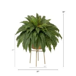 32” Artificial Boston Fern Plant With Metal Planter With Stand DIY KIT -Artificial Trees Store artificial 32 artificial boston fern plant with metal planter with stand diy kit plant in planter nearly natural 507658