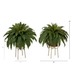 32” Artificial Boston Fern Plant With Metal Planter With Stand DIY KIT - Set Of 2 -Artificial Trees Store artificial 32 artificial boston fern plant with metal planter with stand diy kit set of 2 plant in planter nearly natural 192688