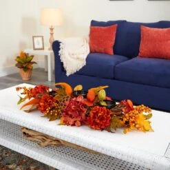 32” Fall Hydrangea, Lotus Seed And Berries Artificial Candelabrum Arrangement -Artificial Trees Store artificial 32 fall hydrangea lotus seed and berries artificial candelabrum arrangement nearly natural 972625