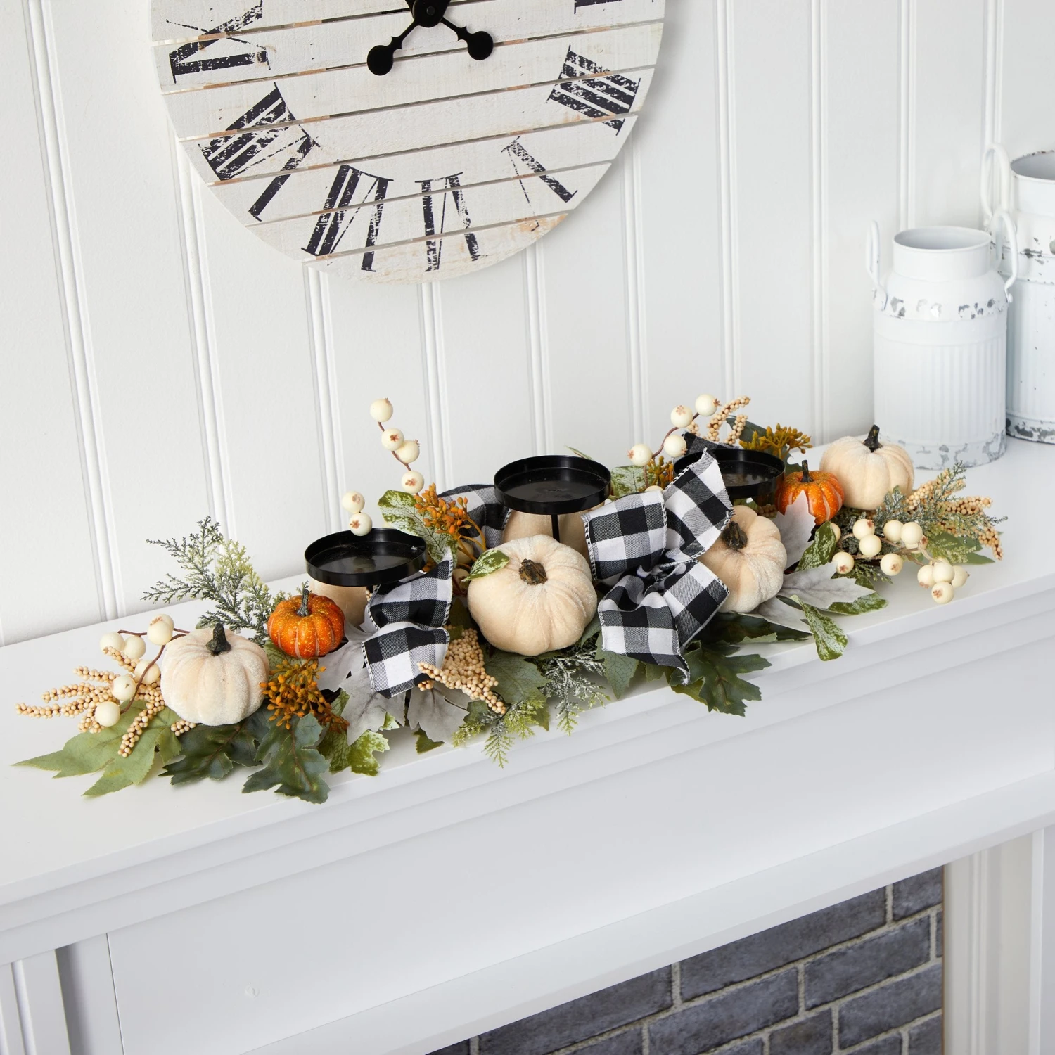 32” White Pumpkin And Berries Artificial Candelabrum 4 32” White Pumpkin And Berries Artificial Candelabrum - Image 4
