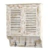 32” White Washed Wall Cabinet With Hooks