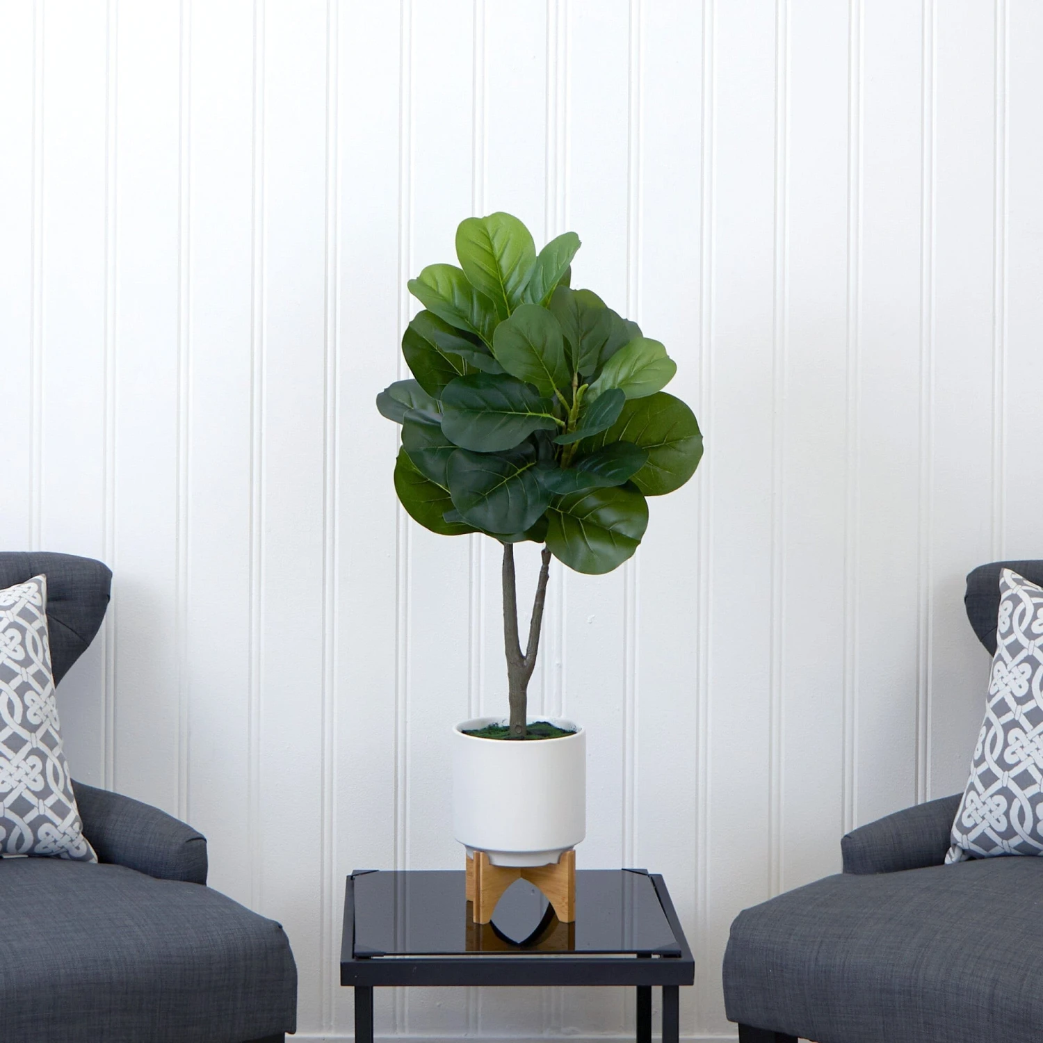 33” Artificial Fiddle Fig With Stand Planter 5 33” Artificial Fiddle Fig With Stand Planter - Image 5