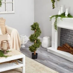 33” Boxwood Topiary Spiral Artificial Tree (Indoor/Outdoor) -Artificial Trees Store artificial 33 boxwood topiary spiral artificial tree indooroutdoor nearly natural 208987