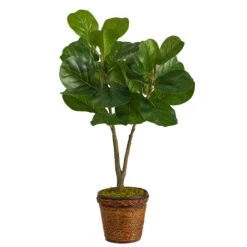 33” Fiddle Leaf Fig Artificial Tree In Basket