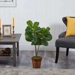 33” Fiddle Leaf Fig Artificial Tree In Basket 6 33” Fiddle Leaf Fig Artificial Tree In Basket -Artificial Trees Store artificial 33 fiddle leaf fig artificial tree in basket nearly natural 652587