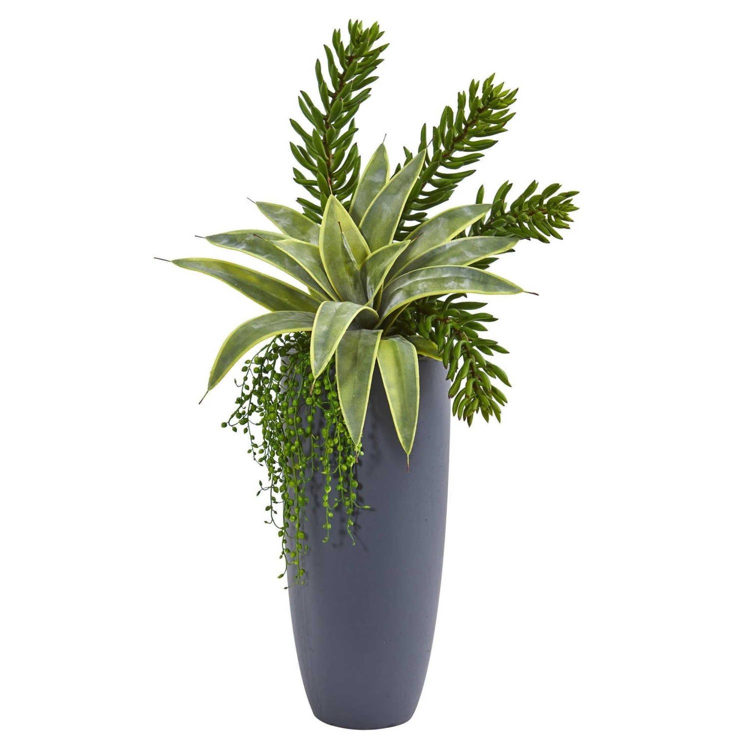 33” Sansevieria And Succulent Artificial Plant In Gray Planter 1 33” Sansevieria And Succulent Artificial Plant In Gray Planter