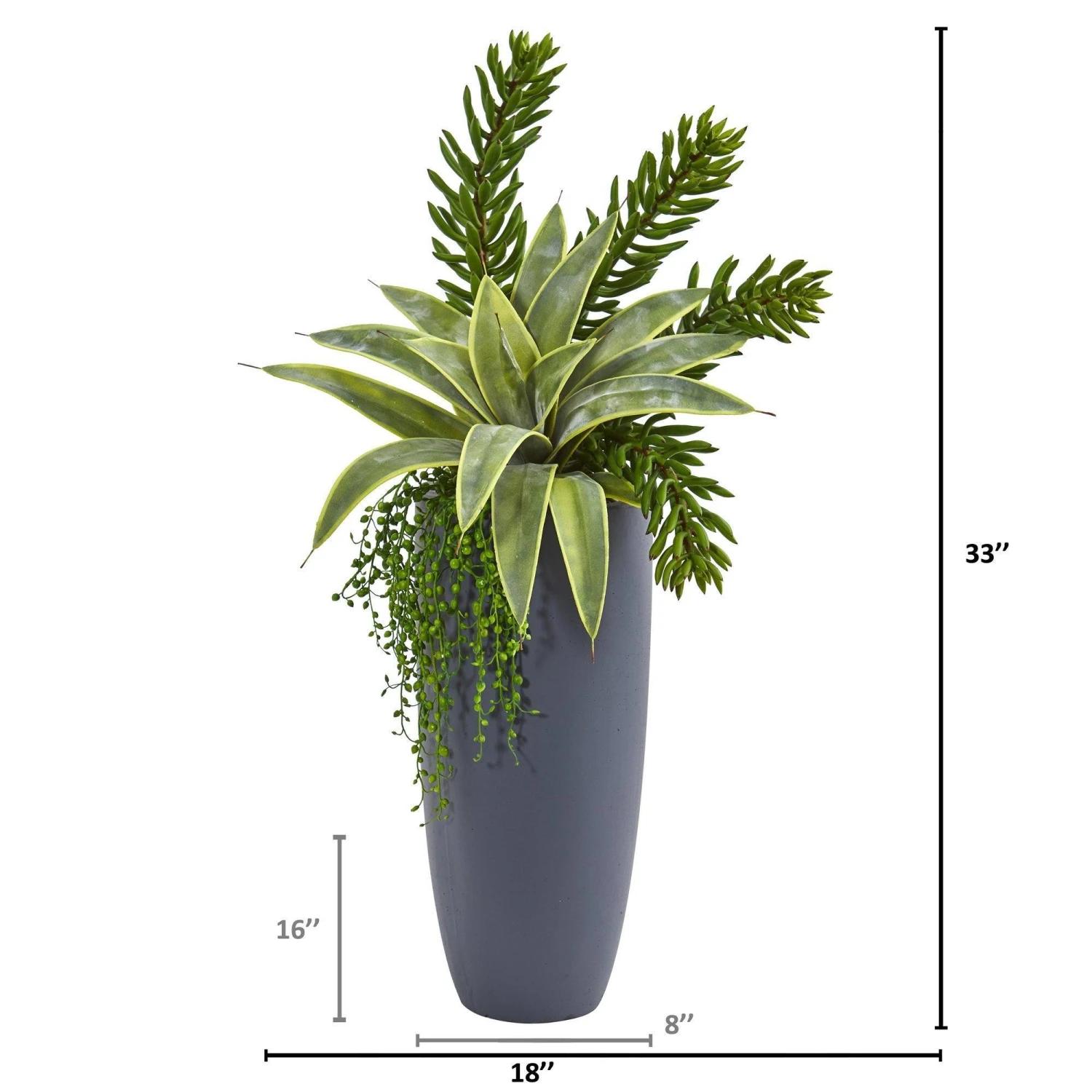 33” Sansevieria And Succulent Artificial Plant In Gray Planter 2 33” Sansevieria And Succulent Artificial Plant In Gray Planter - Image 2