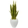 33” Sansevieria Artificial Plant In White Planter