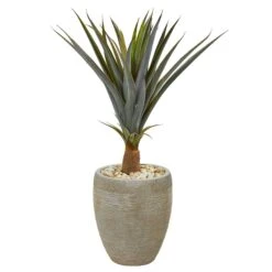 34” Agave Succulent Artificial Plant In Sandstone Planter