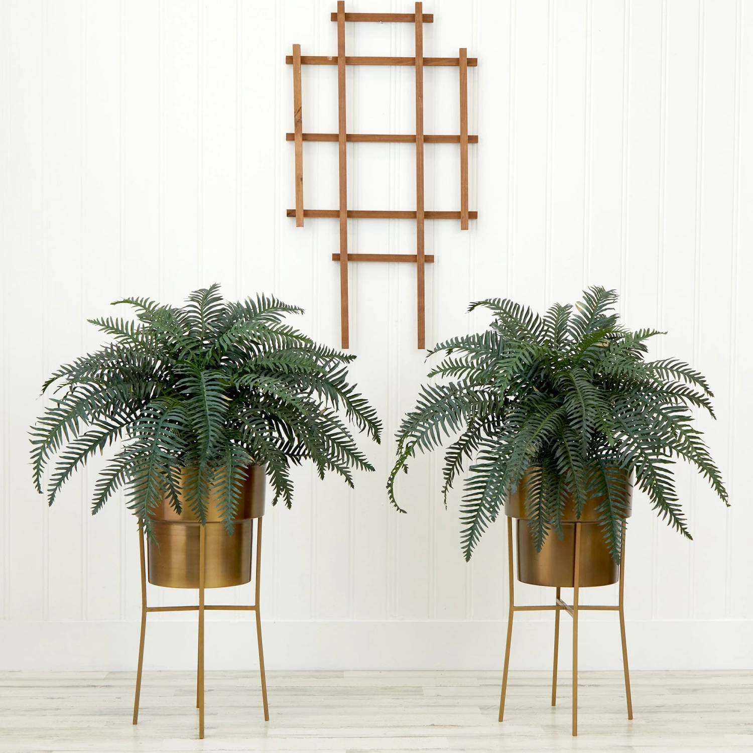 34” Artificial River Fern Plant In Metal Planter With Stand DIY KIT - Set Of 2 2 34” Artificial River Fern Plant In Metal Planter With Stand DIY KIT - Set Of 2 - Image 2