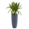 34” Sansevieria Artificial Plant In Gray Planter