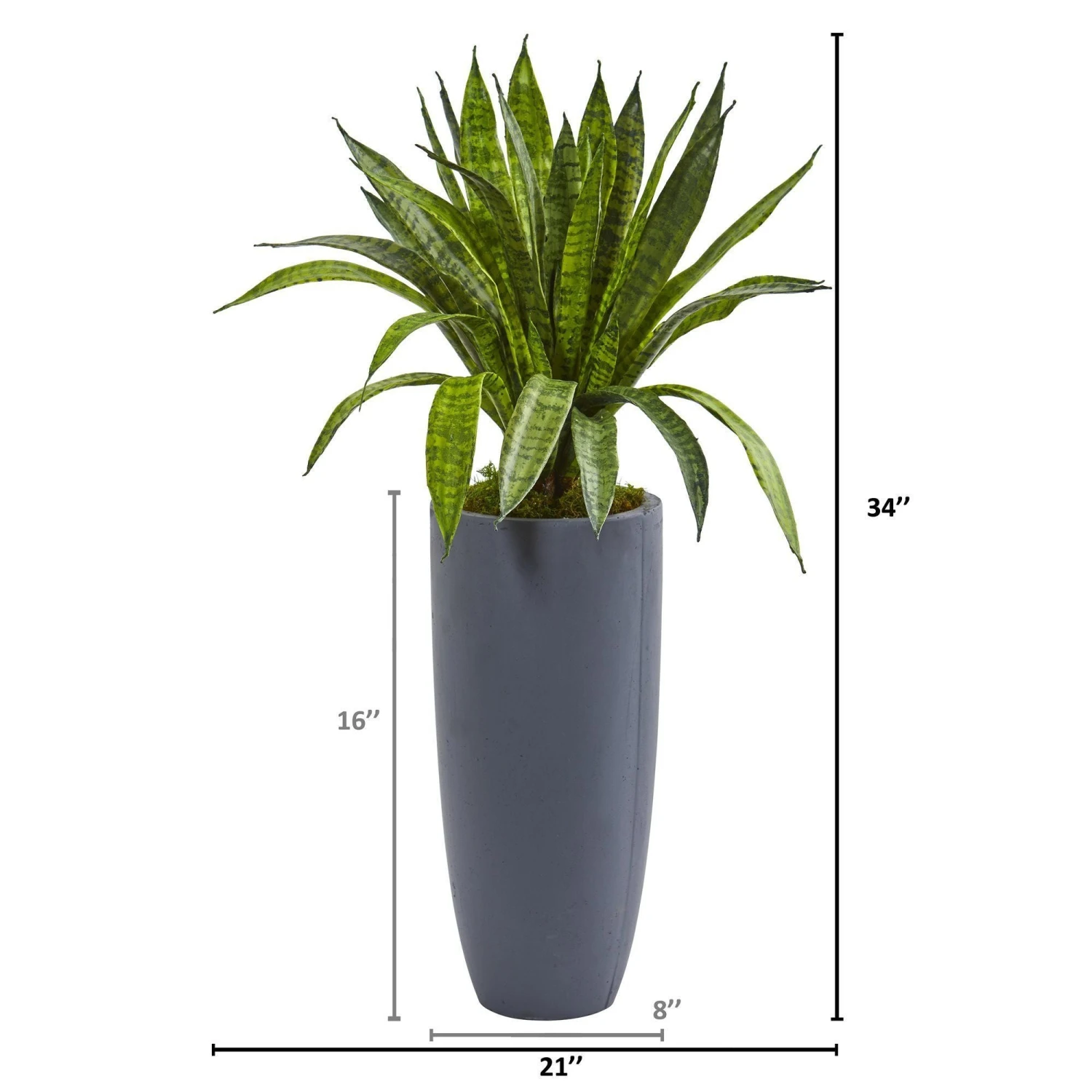 34” Sansevieria Artificial Plant In Gray Planter 2 34” Sansevieria Artificial Plant In Gray Planter - Image 2