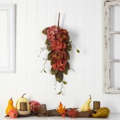35” Autumn Hydrangea And Berry Artificial Fall Tear Drop -Artificial Trees Store artificial 35 autumn hydrangea and berry artificial fall tear drop nearly natural 973105