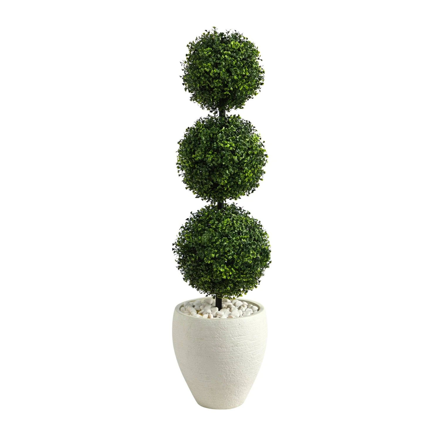 3.5’ Boxwood Triple Ball Topiary Artificial Tree In White Planter (Indoor/Outdoor) 1 3.5’ Boxwood Triple Ball Topiary Artificial Tree In White Planter (Indoor/Outdoor)