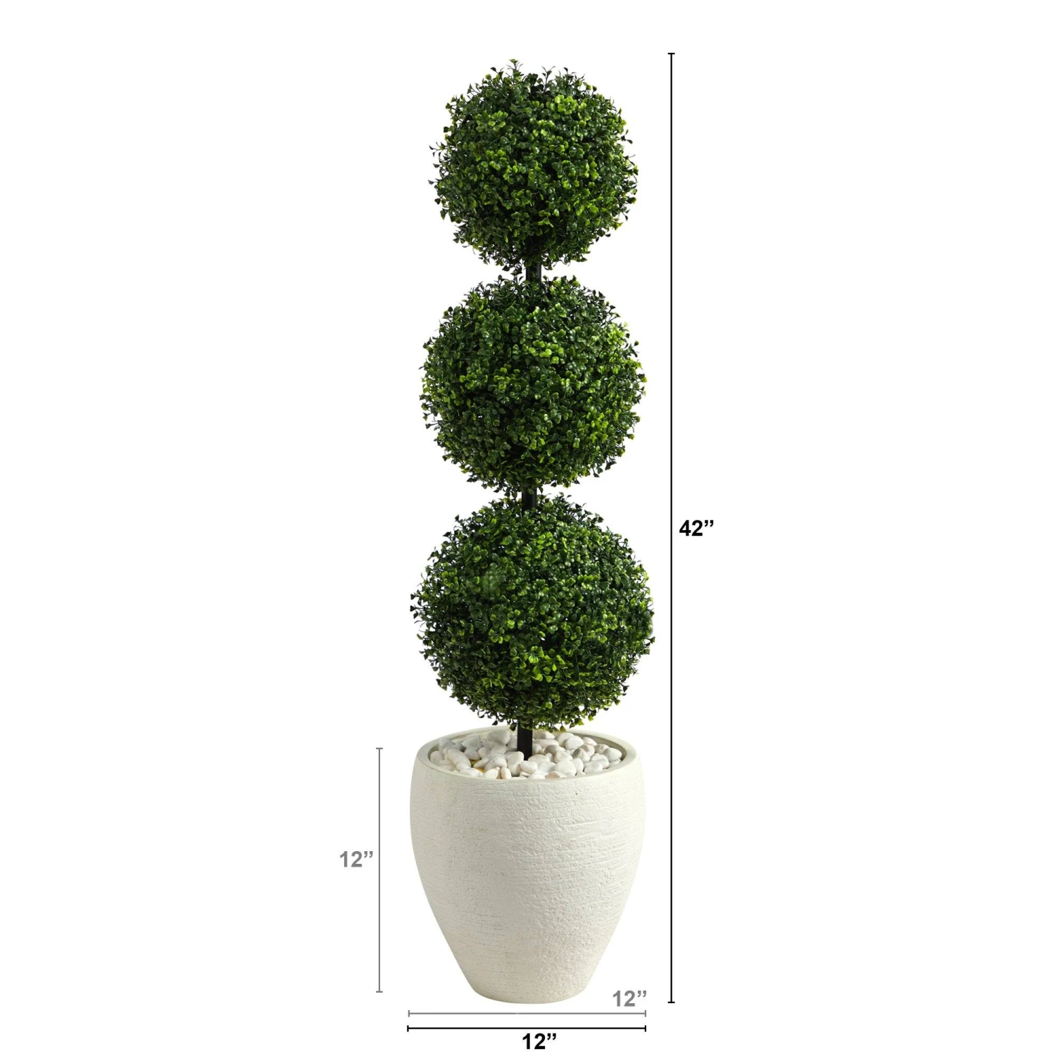 3.5’ Boxwood Triple Ball Topiary Artificial Tree In White Planter (Indoor/Outdoor) 2 3.5’ Boxwood Triple Ball Topiary Artificial Tree In White Planter (Indoor/Outdoor) - Image 2